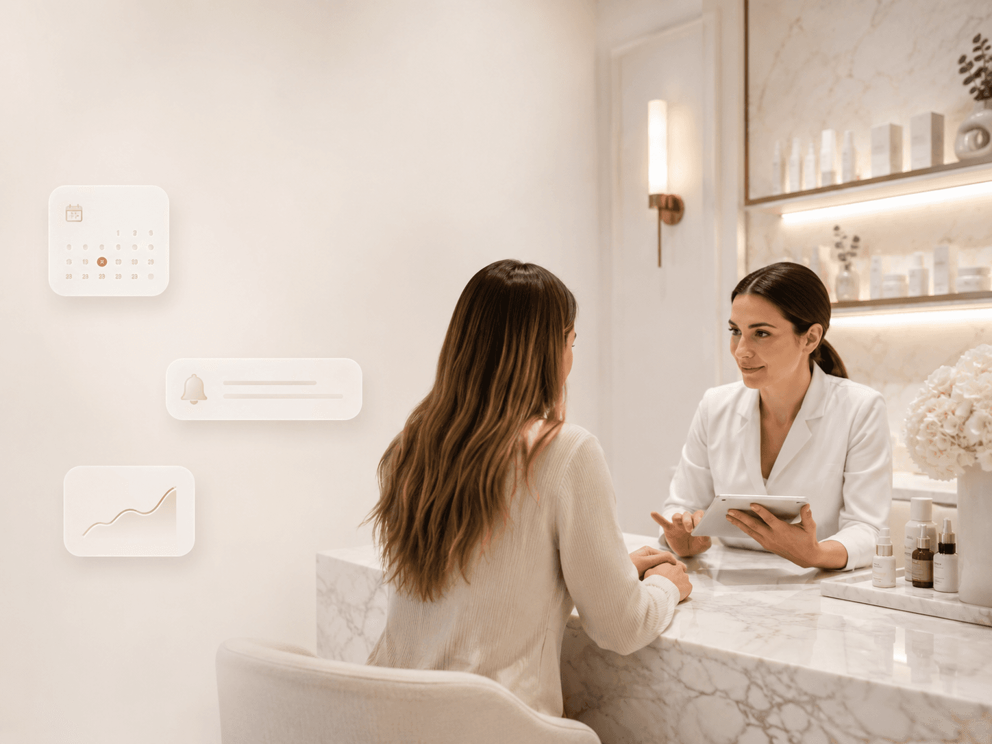Clinic staff member providing personalized patient consultation for client reactivation