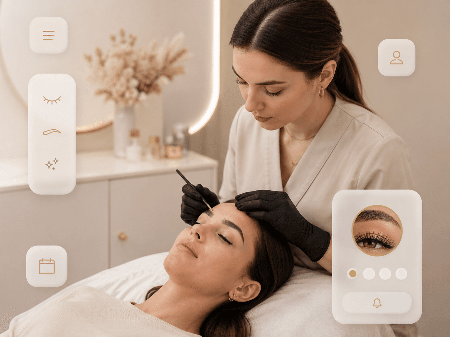 Professional medical beauty clinic receptionist using AI-powered booking and patient service system
